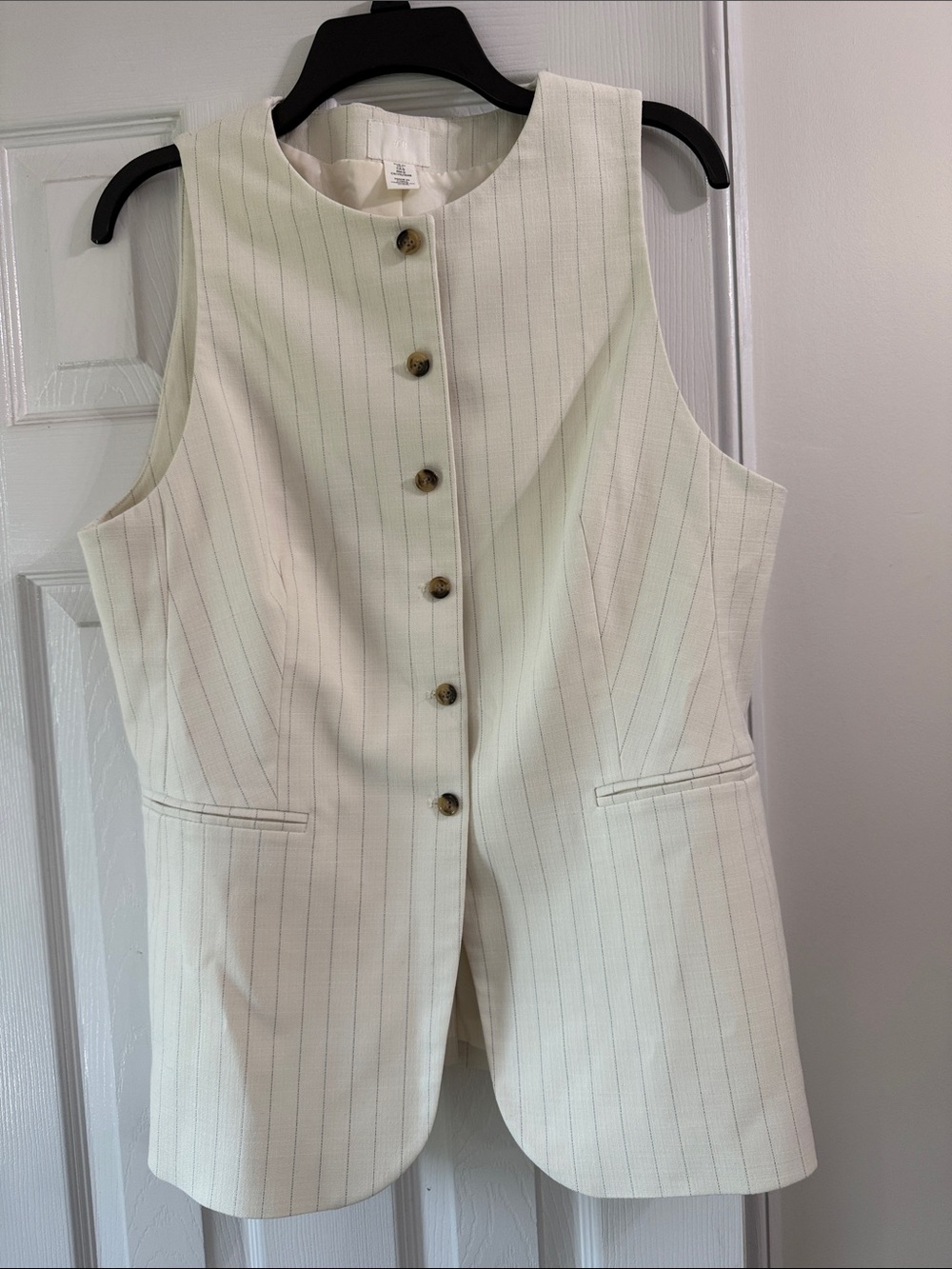 H&M Cream Pinstripe Button Vest